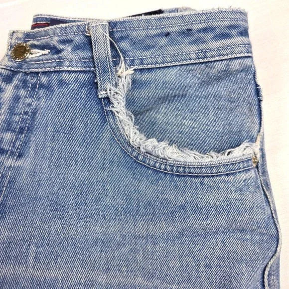 Y2K Vintage Jeans Embroidered Flower Trim Frayed Hem Denim Size 10 2000s Retro - Picture 5 of 16